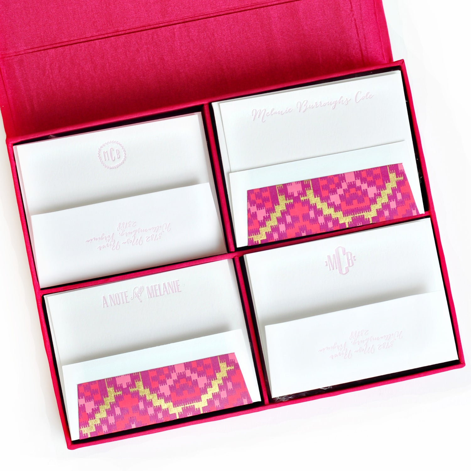 Grand Silk Stationery Box - Magenta