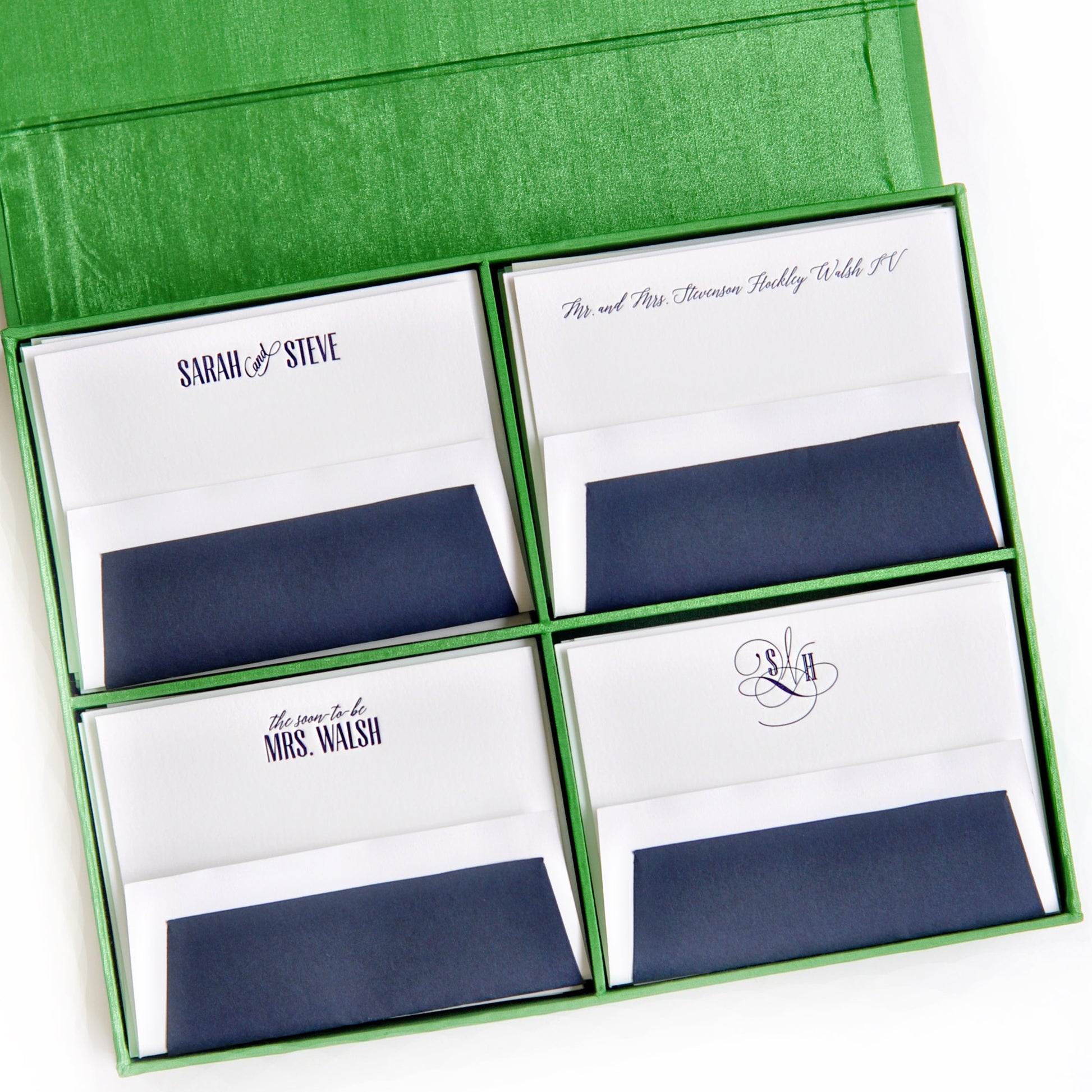 grand silk stationery box - green + blue – Black Ink
