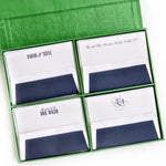 Grand Silk Stationery Box - Green and Blue