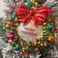 hand painted ornament - wreath - merry christmas