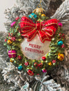 hand painted ornament - wreath - merry christmas