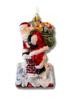 hand painted ornament - santa's on the roof!