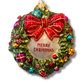 hand painted ornament - wreath - merry christmas