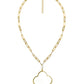 Riley Large Clover Shell Necklace - 18k Plated Paper Clip Chain