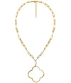 Riley Large Clover Shell Necklace - 18k Plated Paper Clip Chain