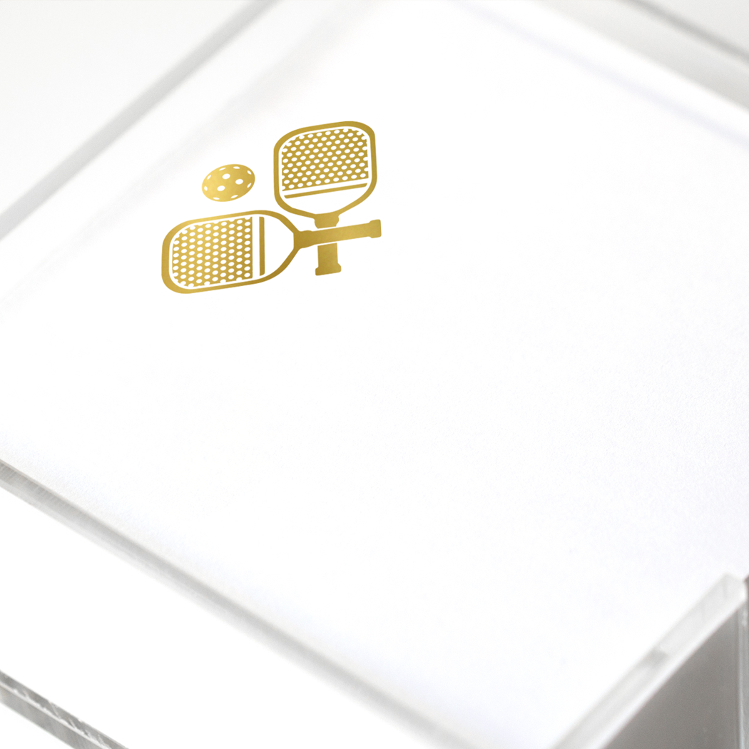 Picklball Notepad Small Square Gold Foil Pickleball Notepad – Black Ink